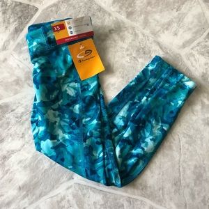 NWT champion leggings blue & green army print girls stretch size XS